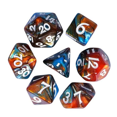 Blend of Brown & Blue Acrylic - 7pcs RPG Mini Dice Set